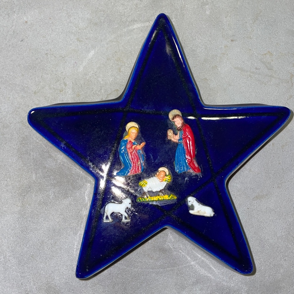 Christmas Star Pottery Nativity Scene Decoration Vintage Ornament Seasonal Decor